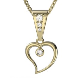BG zlatý diamantový přívěšek srdíčko 1267 Žluté zlato - 585 Diamant lab-grown