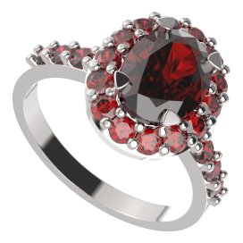 BG prstýnek 728 Stříbro 925 - rhodium Granát