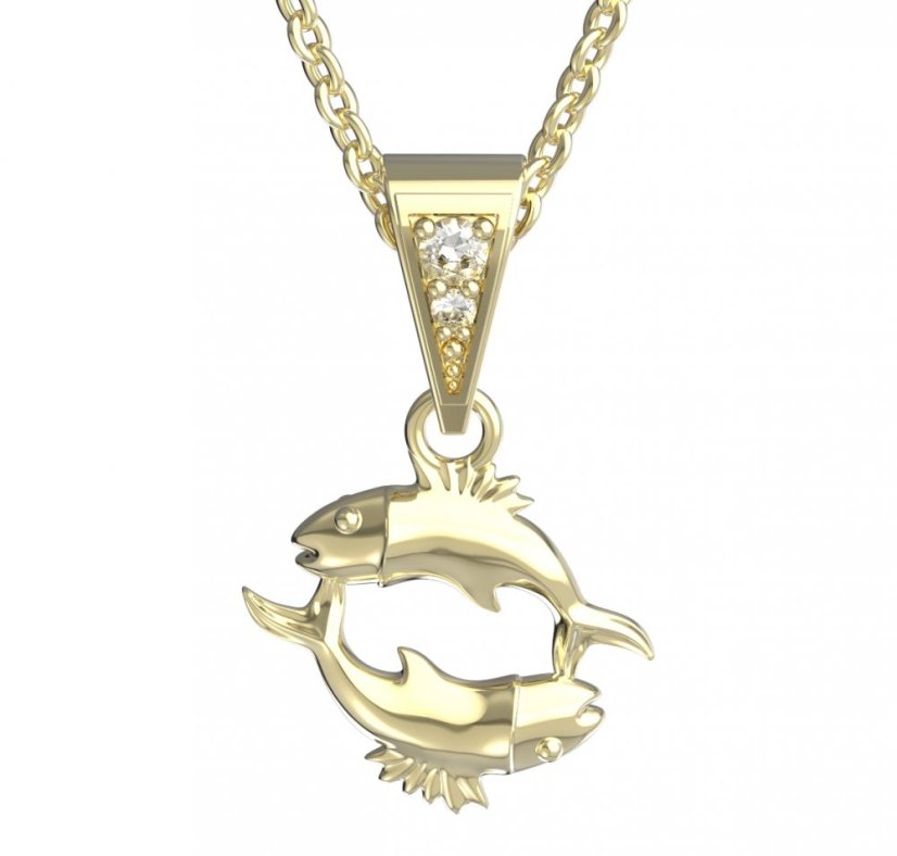 BG zlatý přívěšek Ryby 040 Žluté zlato - 585 Diamant