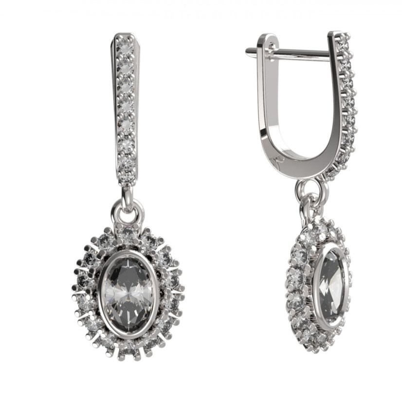 BG zlaté náušnice se zirkonem nebo diamantem 1483 Bílé zlato - 585 Diamant