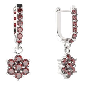 BG náušnice 002 Stříbro 925 - rhodium Granát
