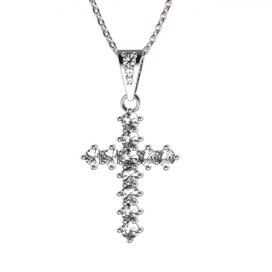 BG zlatý diamantový přívěšek křížek 258 Bílé zlato - 585 Diamant lab-grown