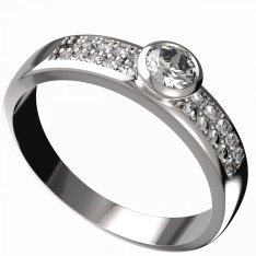 BG zlatý diamantový prstýnek 555 F Bílé zlato - 585 Diamant lab-grown