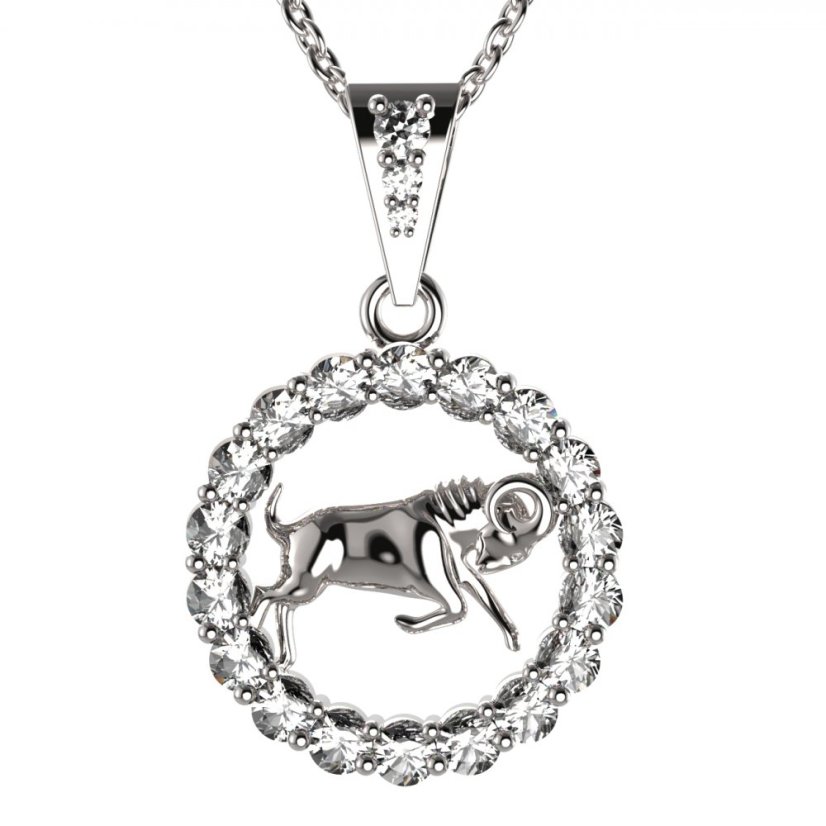 BG zlatý přívěšek Beran 044 Bílé zlato - 585 Diamant