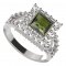 BG prsten čtvercový 099-Y - Kov: Stříbro 925 - rhodium, Kámen: Vltavín a granát