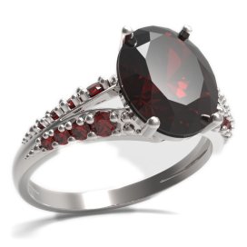 BG prsten s oválným kamenem 479-G Stříbro 925 - rhodium Granát