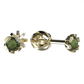 BG vltavínové náušnice 869 Žluté zlato - 585 Vltavín