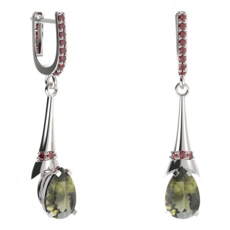 BG earring drop stone  494-C91 - Metal: Silver 925 - rhodium, Stone: Garnet