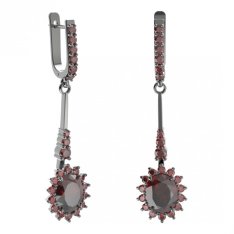 BG náušnice s centrálním oválným kamenem 516-B94 Stříbro 925 - ruthenium (30-90dní) Granát