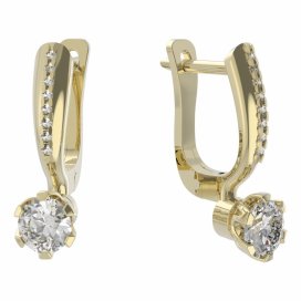 BG zlaté diamantové náušnice 870 Žluté zlato - 585 Diamant lab-grown