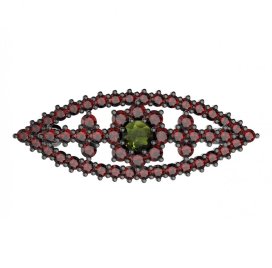 BG brož 004 Stříbro 925 - ruthenium (30-90dní) Vltavín a granát