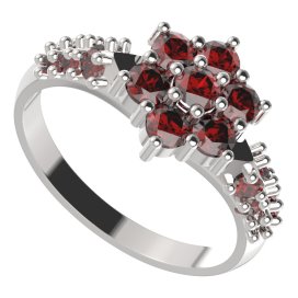 BG prstýnek 002 Stříbro 925 - rhodium Granát