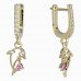 BeKid, Gold kids earrings -1183 - Switching on: English, Metal: Yellow gold 585, Stone: Pink cubic zircon