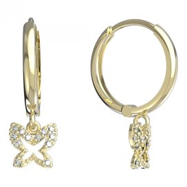 BeKid dětské náušnice motýlek 846 Žluté zlato - 585 Diamant
