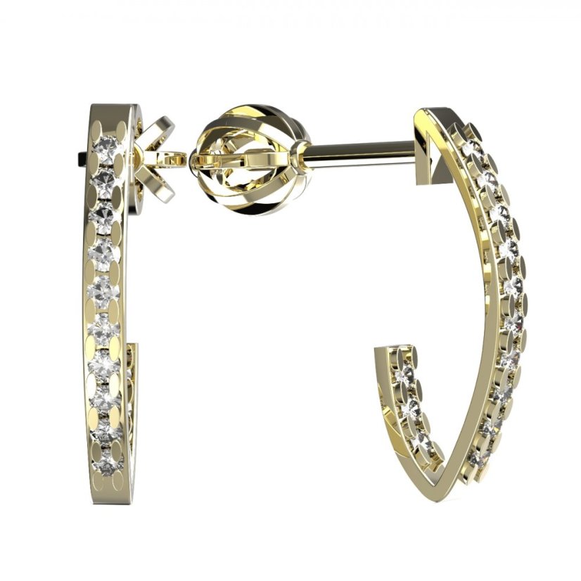 BG zlaté náušnice s diamanty 1362 Žluté zlato - 585 Diamant lab-grown