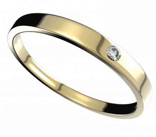 BG zlatý snubní prsten E/17m - Kov: Žluté zlato 585, Kámen: Bílý kubický zirkon