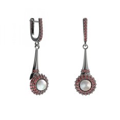 BG náušnice s přírodní perlou 540-C91 Stříbro 925 - ruthenium (30-90dní) Granát a perla