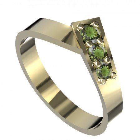 BG prsten broušený granát nebo vltavín   680 - Kov: Stříbro 925 - rhodium, Kámen: Vltavín