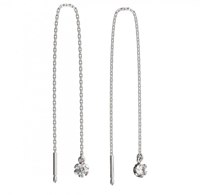 BG zlaté náušnice s diamanty 869 Bílé zlato - 585 Diamant lab-grown