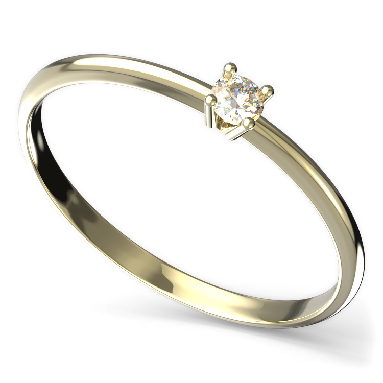 BG zlatý diamantový prstýnek 904 Žluté zlato - 585 Diamant lab-grown