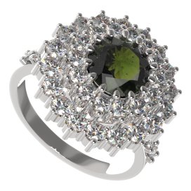 BG prsten 457-Z kulatého tvaru Stříbro 925 - rhodium Vltavín a kubický zirkon