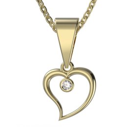 BG zlatý diamantový přívěšek srdíčko 1267 Žluté zlato - 585 Diamant lab-grown