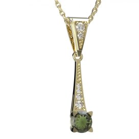 BG přívěs vsazen vltavín 985 Žluté zlato - 585 Vltavín a diamant