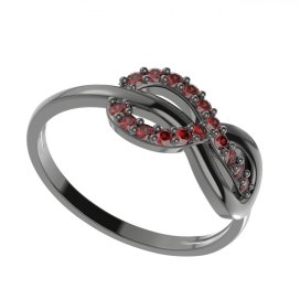 BG granátový prsten 1488 Stříbro 925 - ruthenium (30-90dní) Granát