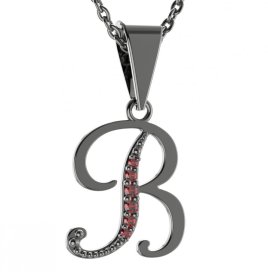 Stříbrný přívěsek s českým granátem, ruthenium – 1211