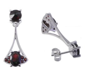 BG náušnice vsazeny kameny:český granát  467 Bílé zlato - 585 Granát