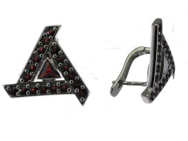 BG náušnice s českým granátem  104 Bílé zlato - 585 Granát