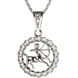 BG zlatý přívěšek Střelec 044 Bílé zlato - 585 Bílý kubický zirkon