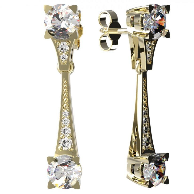 BG zlaté náušnice 985 Žluté zlato - 585 Bílý kubický zirkon