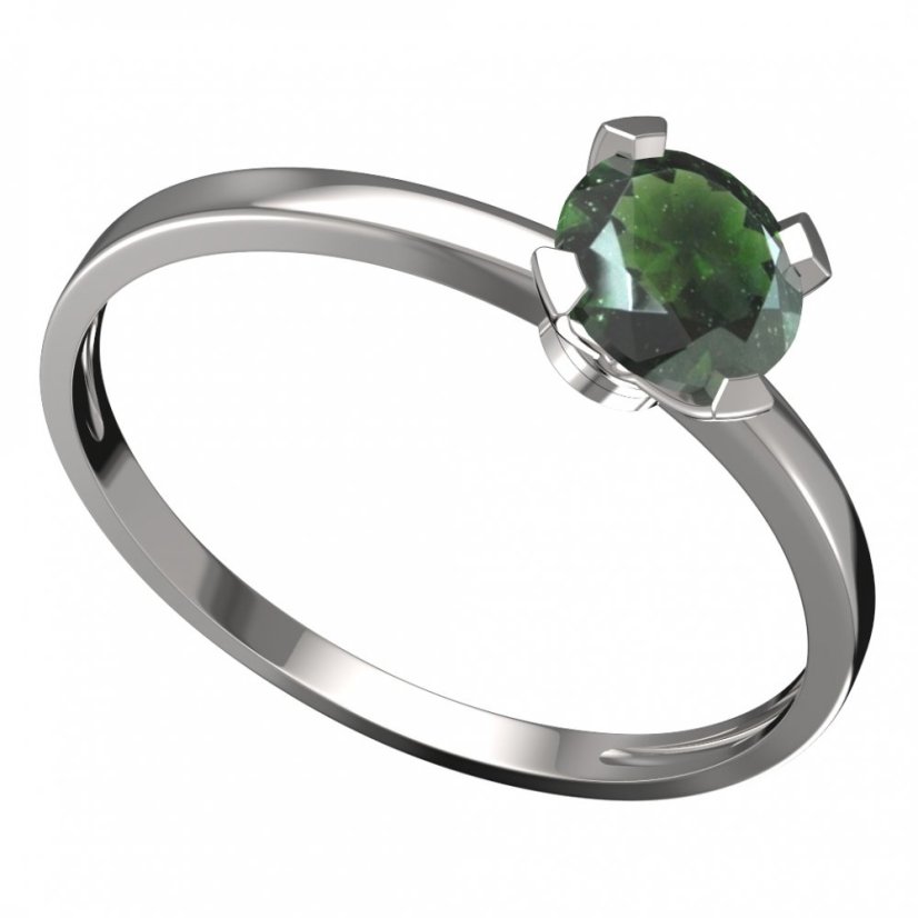 BG vltavínový prsten 558C Bílé zlato - 585 Vltavín