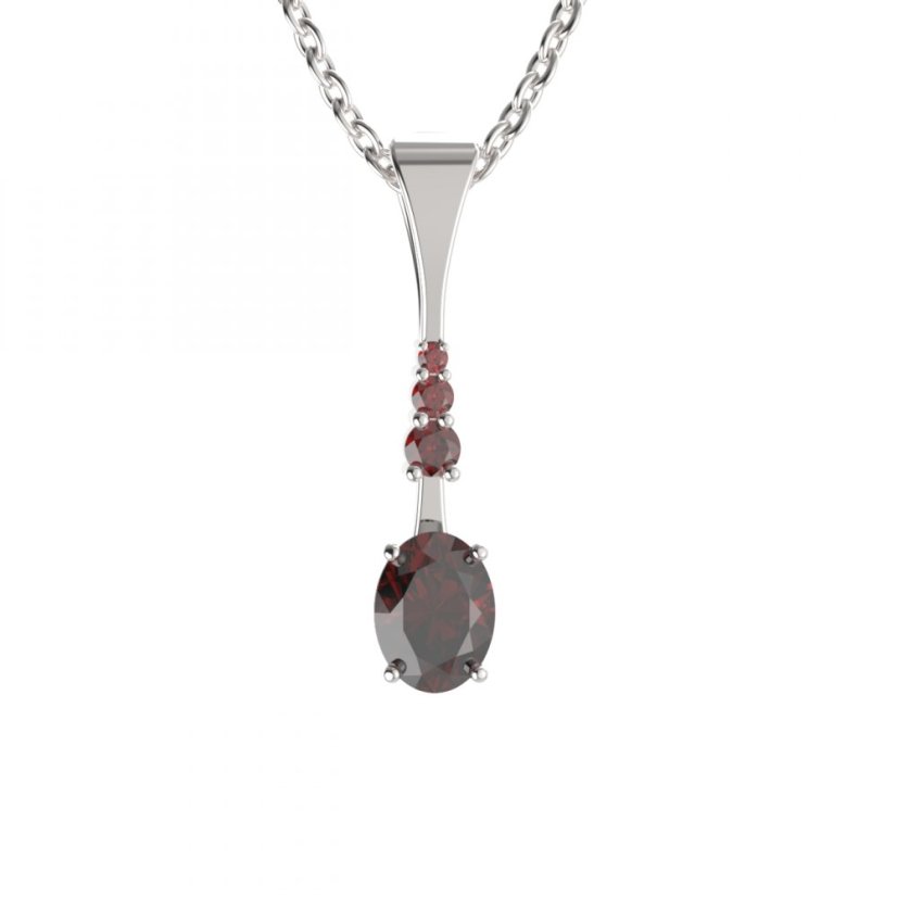 BG přívěs s centrálním oválným kamenem 478-B Bílé zlato - 585 Granát