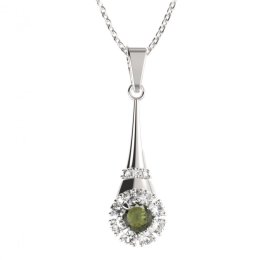 BG přívěs kruhováho tvaru 497-C Stříbro 925 - rhodium Vltavín a kubický zirkon