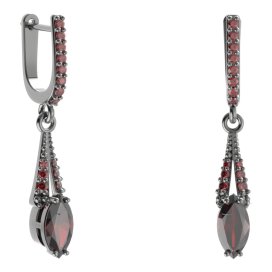 BG náušnice s centrálním oválným kamenem 483-G91 Stříbro 925 - ruthenium (30-90dní) Granát