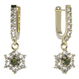 BG  náušnice 002 Stříbro 925 - pozlacené Vltavín a  kubický zirkon