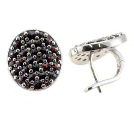 BG náušnice vsazený český granát  911 Bílé zlato - 585 Granát