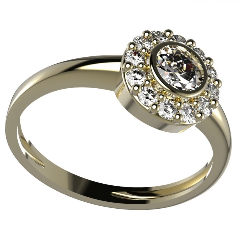 BG zlatý prstýnek 744 Žluté zlato - 585 Diamant