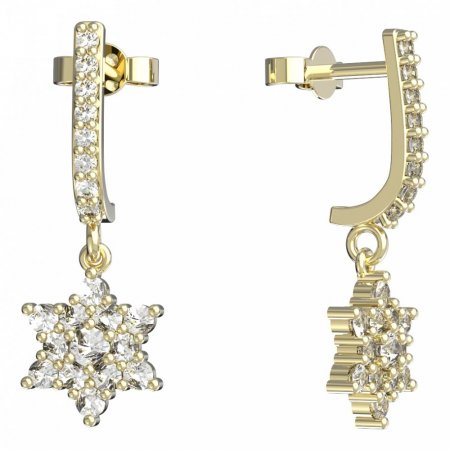 BeKid, Gold kids earrings -090 - Switching on: Puzeta, Metal: Yellow gold 585, Stone: White cubic zircon