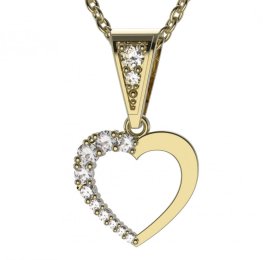 BG zlatý diamantový přívěšek srdíčko 1263 Žluté zlato - 585 Diamant lab-grown