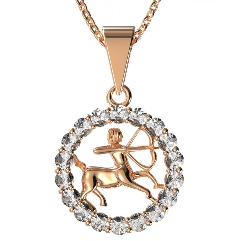 Zlatý přívěsek znamení Střelec s lab-grown diamantem, růžové zlato 585 – 044 (Zd14044L0)