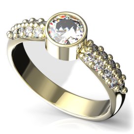 BG zlatý prstýnek 720 Žluté zlato - 585 Diamant