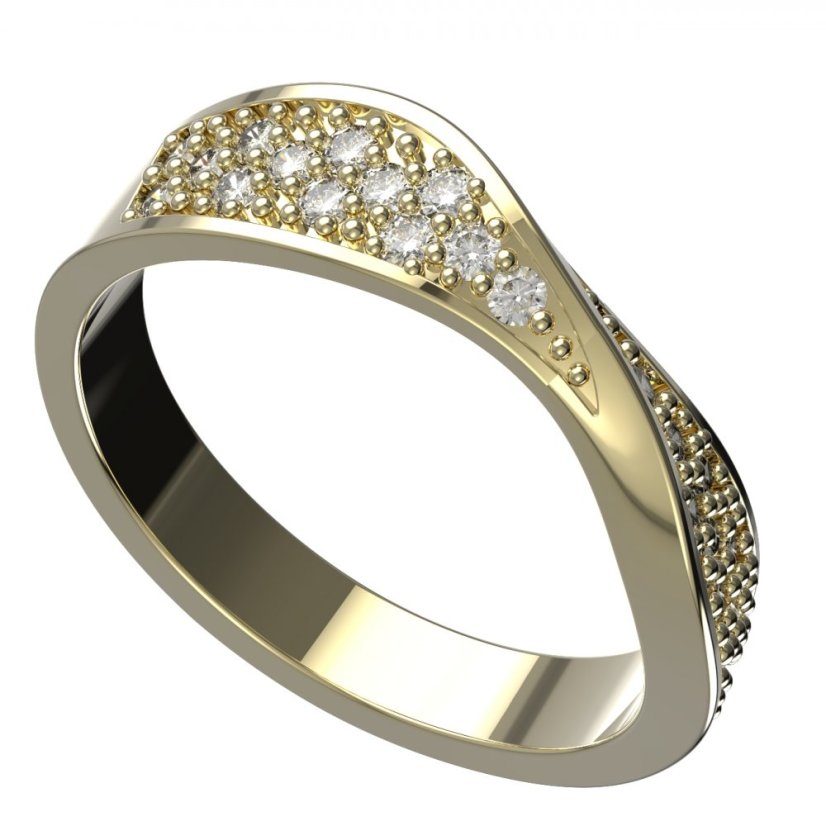 BG zlatý  prstýnek 1457 /zásnubní-snubní/ Žluté zlato - 585 Diamant