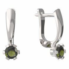 BG vltavínové náušnice 556 Bílé zlato - 585 Vltavín