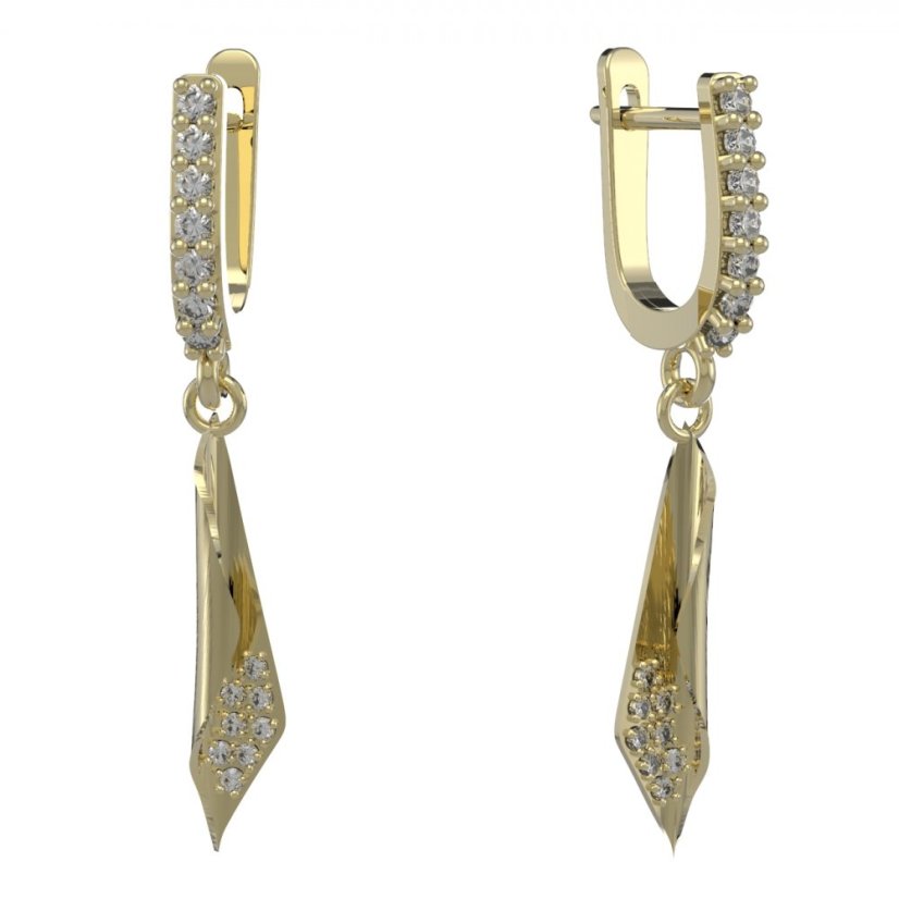 BG zlaté náušnice 1364 Žluté zlato - 585 Diamant