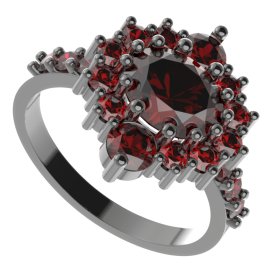 BG prsten 224-Z oválného tvaru Stříbro 925 - ruthenium (30-90dní) Granát