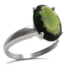 BG prsten s oválným kamenem 480-I Stříbro 925 - rhodium Vltavín