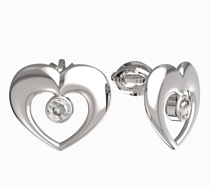 BeKid dětské náušnice srdíčko 610 Bílé zlato - 585 Diamant